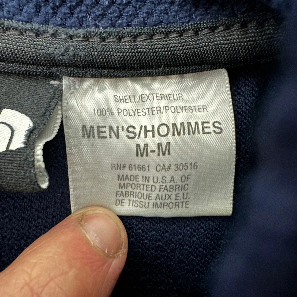 The North Face Navy Blue Textured‎ 1/4 Zip Fleece Pullover Mens Size Medium